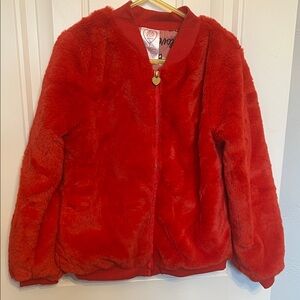 365 Kids Red Faux Fur Jacket -7